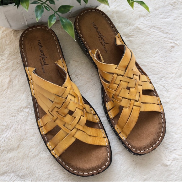 mustard leather sandals